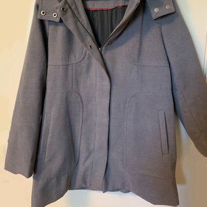 Merona Grey Wool Buttonup Mid Length Coat w/ Hood